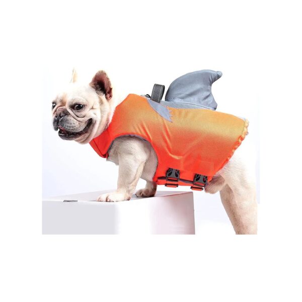 Dog Safety Life Jacket for Swimming with Reflective Shark Fins and Adjustable Fit