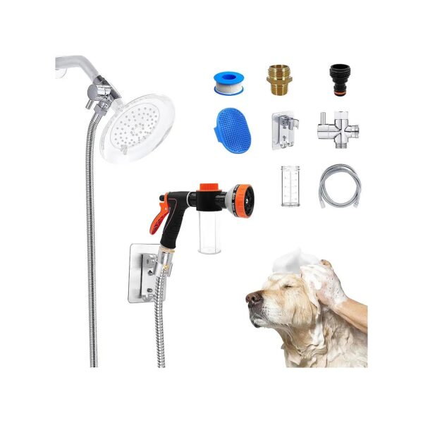 Dog Shower Attachment with 3-Way Diverter and 6 Ft Long Hose for Pet Washing