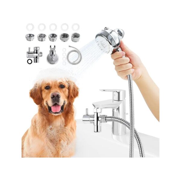 Dog Shower Attachment with Massage Brush Head for Pet Bathing and Grooming