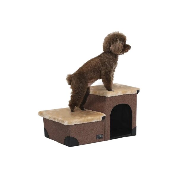 Dog Stairs for High Beds with Fleece Cover and Storage for Small Pets