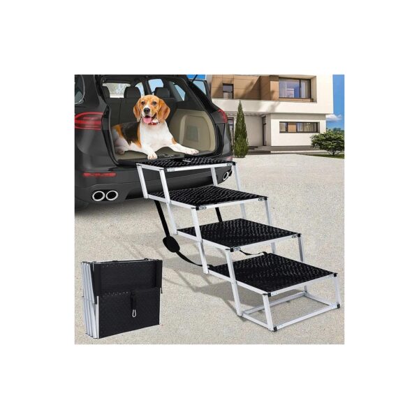 Dog Stairs for Large Breed Dogs with 4 Steps, Nonslip Surface, and Sturdy Frame