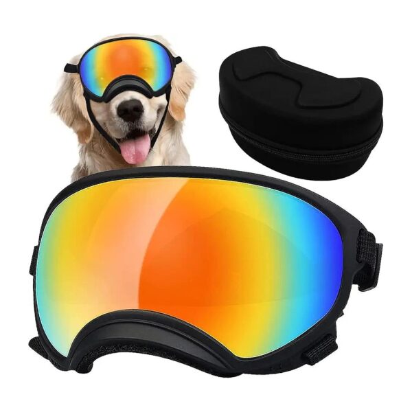 Dog Sunglasses with Curved Lenses and Storage Box for Large and Medium Breed Dogs