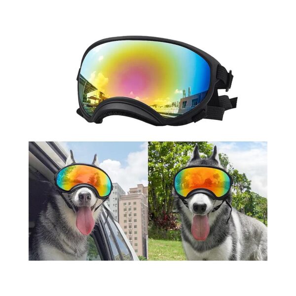 Dog Sunglasses with Shatterproof Lens and Adjustable Strap for Medium to Large Breed Dogs