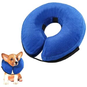 Dog Surgery Recovery Collar with Inflatable Cotton Donut Design and Adjustable Band