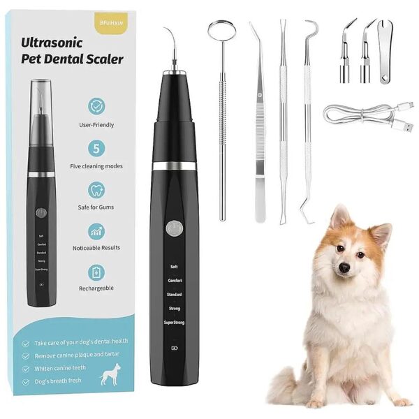 Dog Teeth Cleaning Kit with Ultrasonic Plaque Remover for Small and Large Dogs