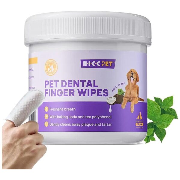 Dog Teeth Cleaning Wipes for Fresh Breath, Healthy Gums, and Plaque Removal