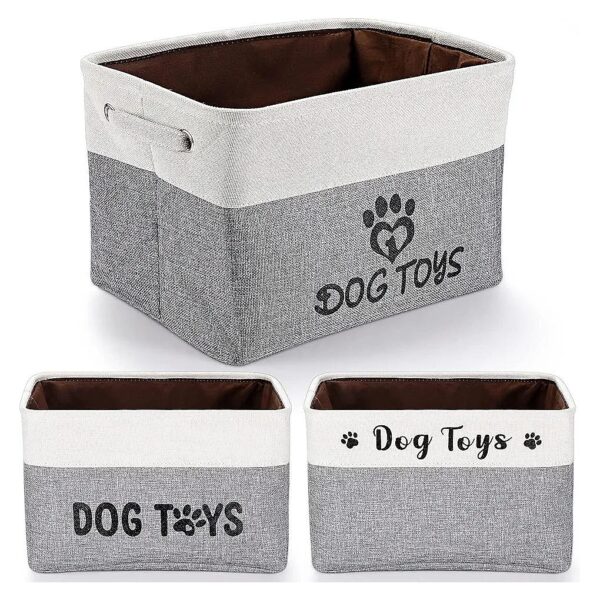 Dog Toy and Supply Chest with Three Storage Compartments, Foldable Design