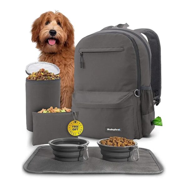 Dog Travel Backpack with Dog Supplies and Travel Bowls for Camping and Hiking