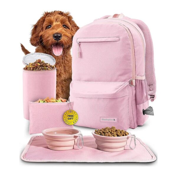 Dog Travel Bag with Dog Food Container and Travel Bowls - Comfortable Padded Straps