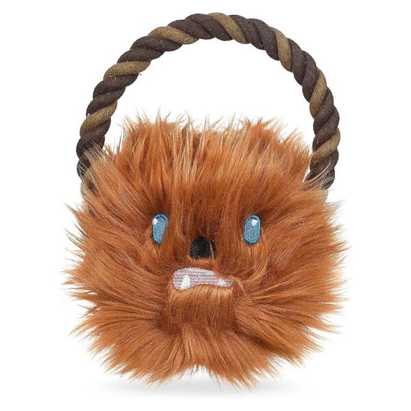 Dog Tug Toys Plush Head Chewbacca Design Sturdy Rope and Squeaker