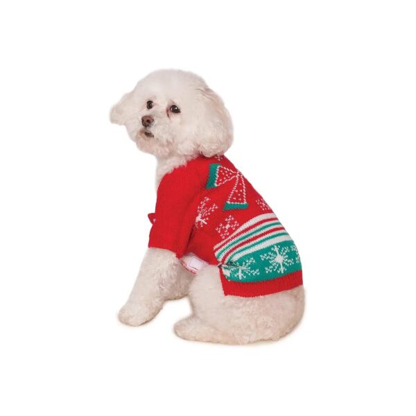 Dog Ugly Sweater for Christmas with Red and Green Colors and Bow for Medium Breeds