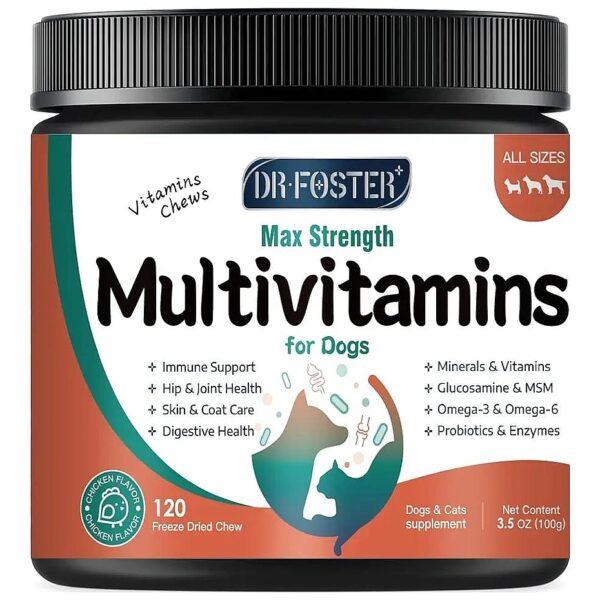 Dog Vitamins with Omega 3, Calcium, and Probiotics for Total Body Health