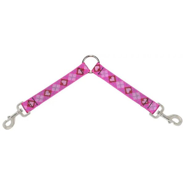 Dog Walking Coupler for Two Medium or Larger Dogs, Puppy Love Design, 24 inches Long