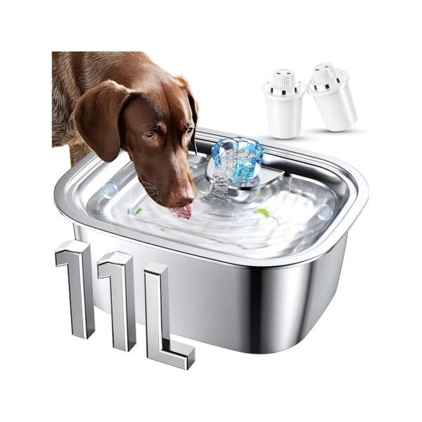 Dog Water Fountain with Stainless Steel and Filter for Large Breeds and Multiple Pets