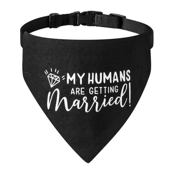 Dog Wedding Collar - Medium Black Adjustable Dog Bandana with Easy Wash and Iron Design