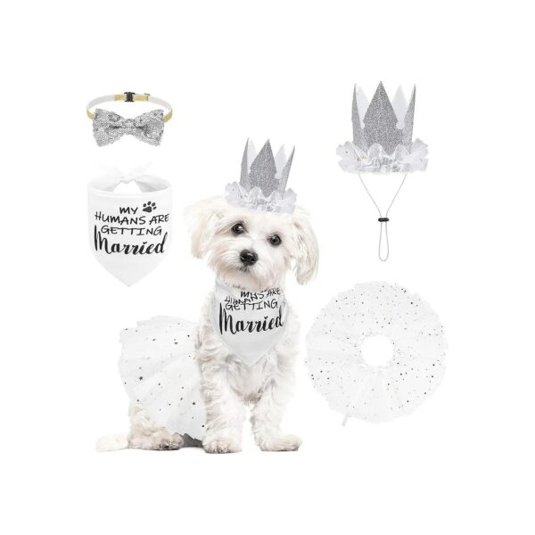 Dog Wedding Outfit for Small Medium Large Dogs including Crown Hat and Tutu Skirt Costume