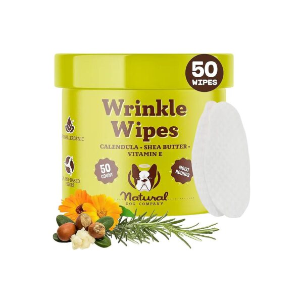 Dog Wrinkle Wipes for Cleaning and Deodorizing, 50-Count, Hypoallergenic and Organic