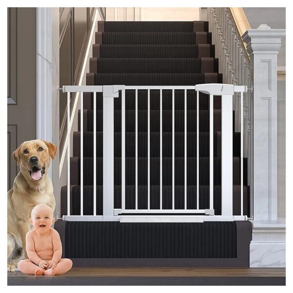 Dog and Baby Friendly 5-46 Inch Wide White Safety Gate with Auto Close