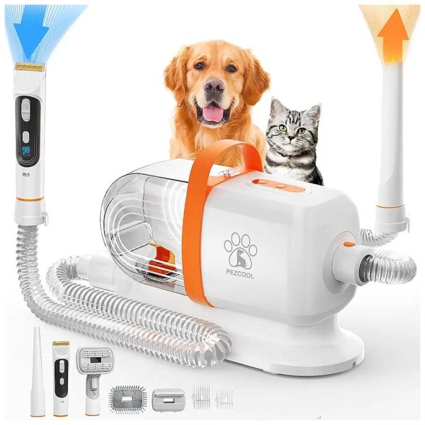 Dog and Cat Grooming System with Low Noise Vacuum and 6 Professional Grooming Tools