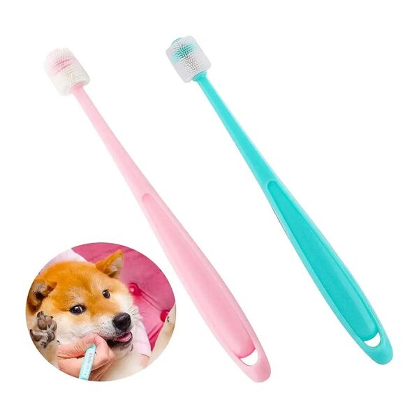 Dog and Cat Toothbrush Kit with Soft, Flexible Silicone Bristles for Comfortable Cleaning