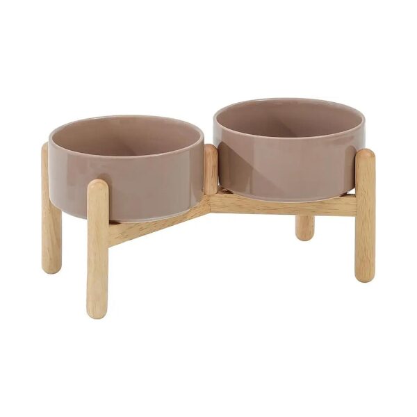 Double Bowl with Stand for Small and Medium Breed Dogs - Elevated Pet Food and Water Bowl