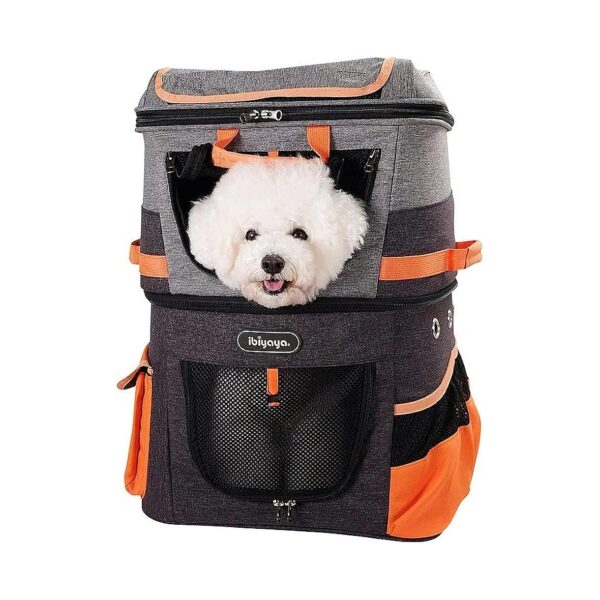 Double Deck Pet Carrier for Small Pets Black and Gray