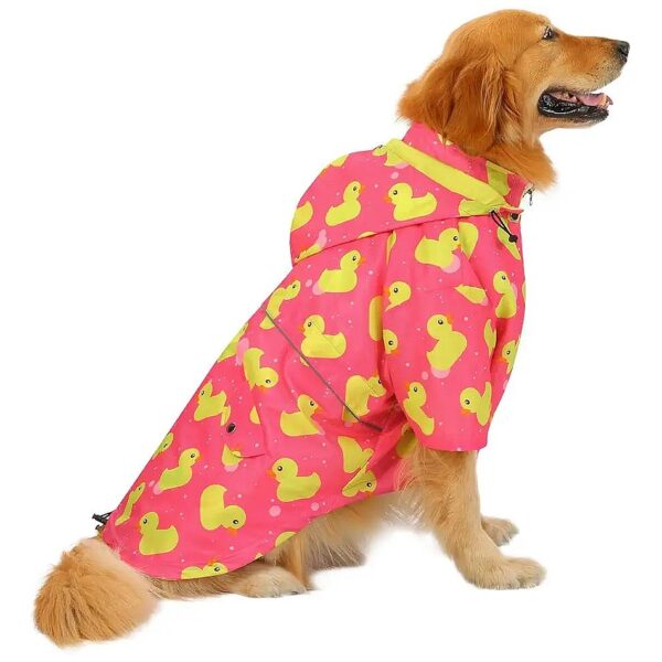 Double Layer Dog Raincoat with Hood and Harness Hole for Small to Large Dogs