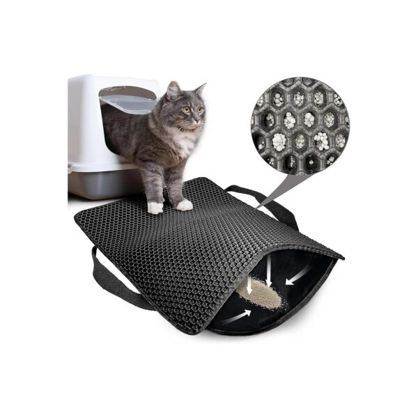 Double Layer Kitty Litter Box Mat for Urine Control and Flooring Protection