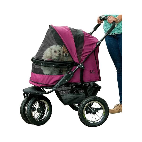 Double Pet Stroller with Spacious Interior and Easy-Locking NO-ZIP Entry