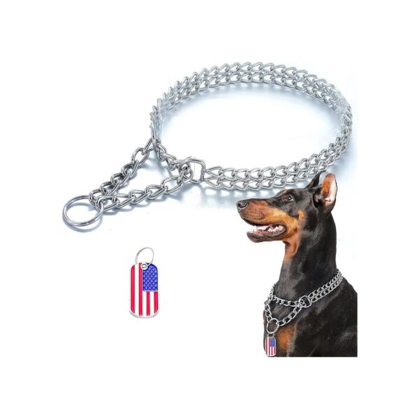 Double Row Chain Dog Collar for Discerning Dog Owners with Stainless Steel Material