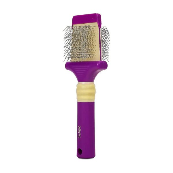 Double Sided Flexible Dog Brush for Coated Breeds, Removes Unwanted Tangles Medium Pink