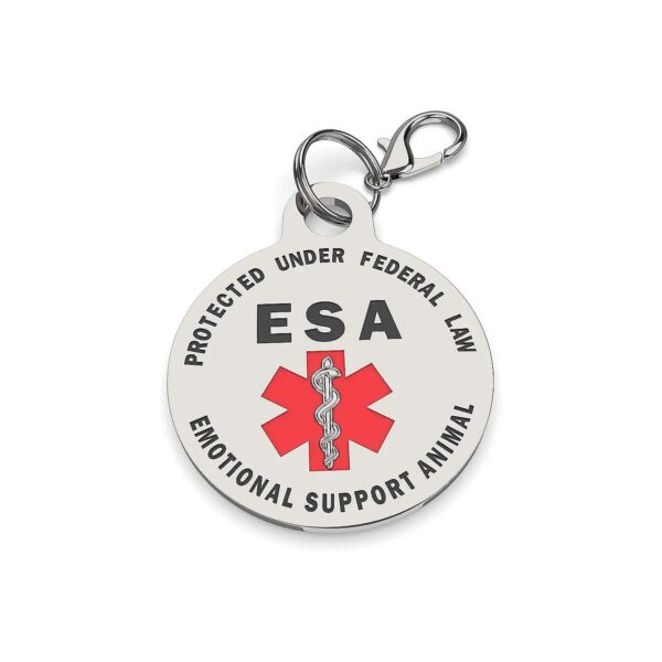 Double Sided Small Breed ESA Emotional Support Animal ID Tag Red Medical Alert Symbol