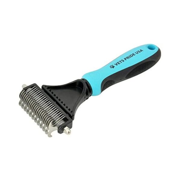 Double-Bladed Dog Brush for Effective Dematting, Detangling, and Brushing of Thick Coats