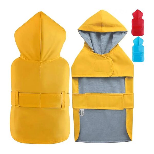 Double-Layer Dog Rain Coat with Cotton Lining and Leash Hole, Available in 10 Sizes