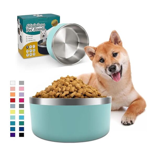 Double-Wall Insulated Stainless Steel Dog Feeding Bowls for Medium and Large Dogs