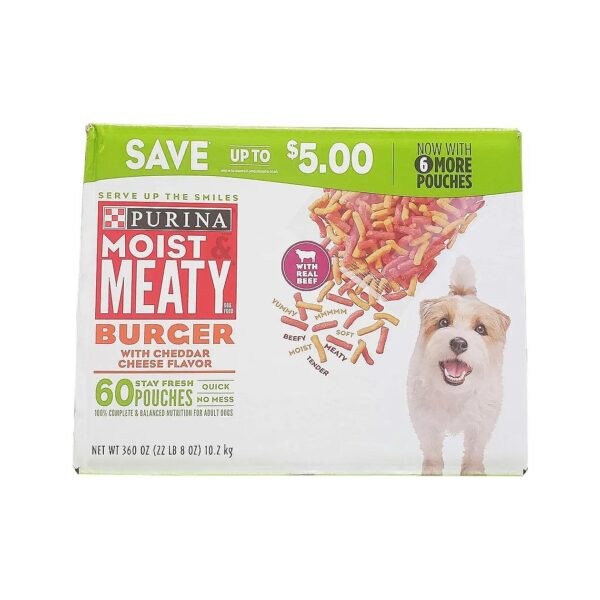 Dry Dog Food in Meaty Cheese Flavor for Adult Dogs with Stay-Fresh Pouches