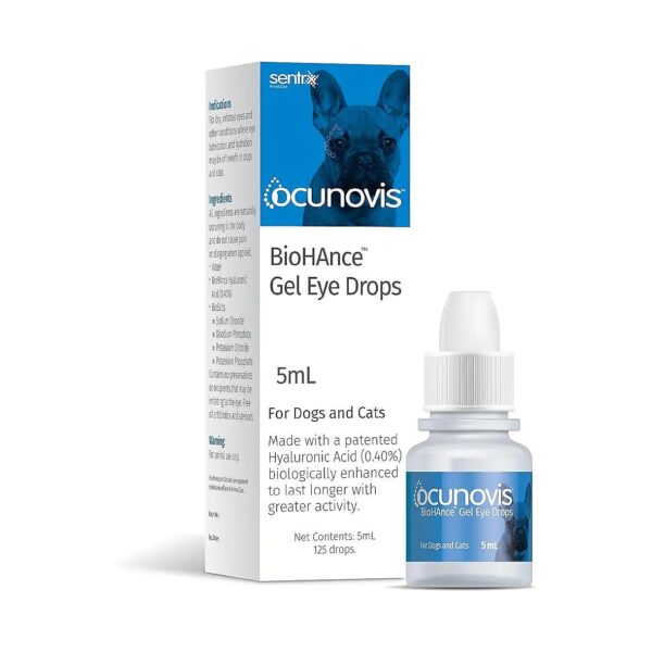 Dry, Irritated Eye Relief for Dogs and Cats, Ocunovis Gel Drops, 5 ml