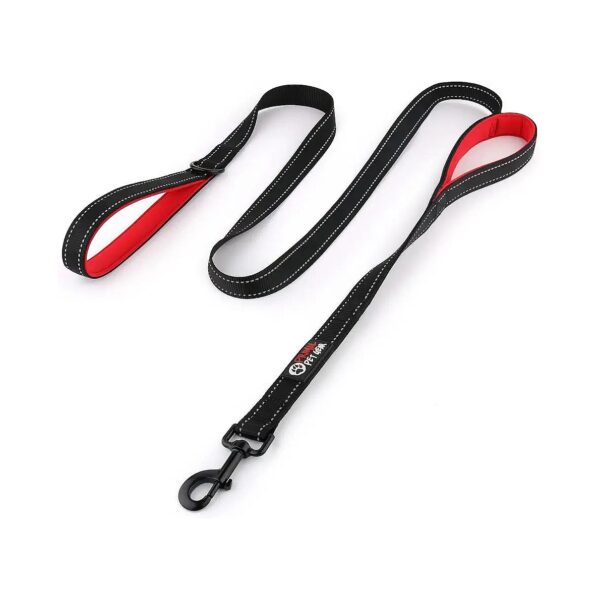 Dual-Handled Heavy Duty Dog Leash with Reflective Pads for Enhanced Control and Safety