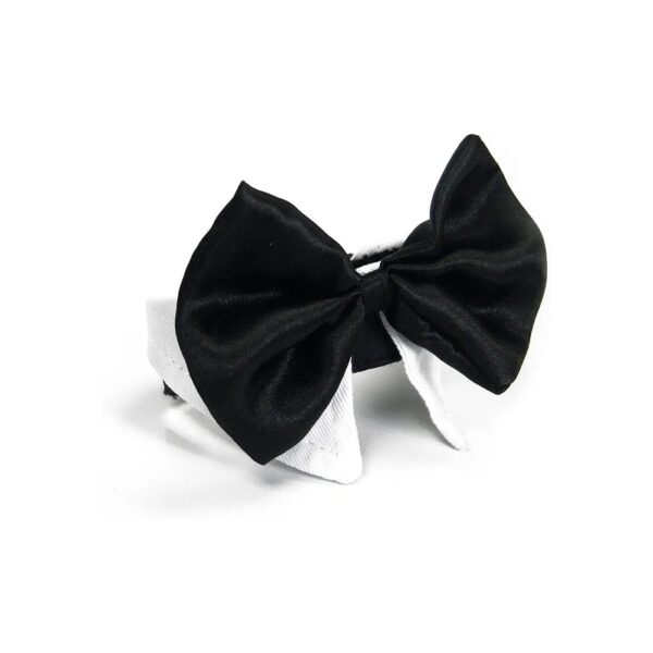 Durable 100% Cotton Black and White Bow Tie Collar for Dogs