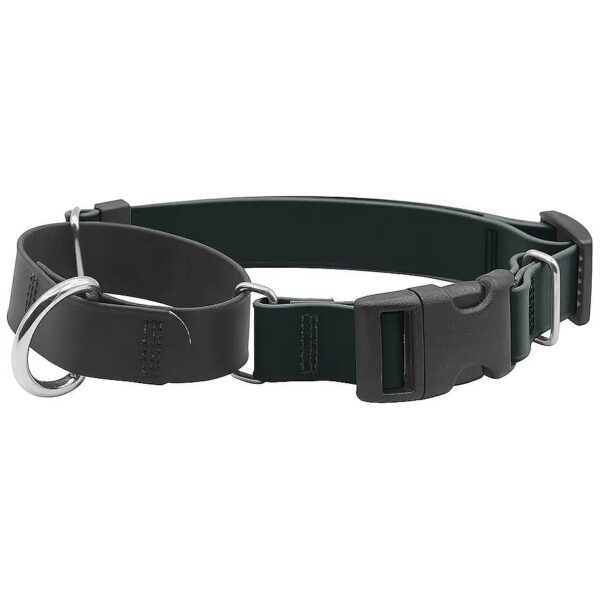 Durable All-Black Martingale Collar for Large Dogs with Stainless Steel Hardware