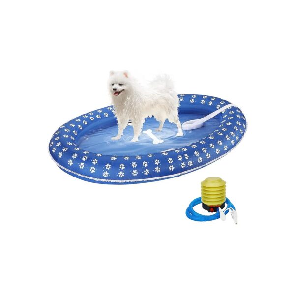 Durable Blue Dog Float for Pool with 52 Inch Towing Rope and Inflation Pump