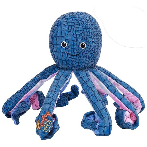 Durable Canvas Octopus Dog Toy with 8 Legs Squeaky Teeth Cleaning for Interactive Play