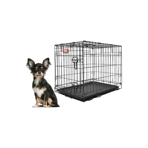 Durable Collapsible Metal Crate with Removeable Tray for Small Dogs