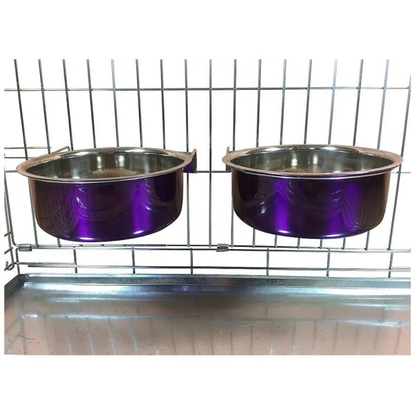 Durable Dog Bowls for Crates Cages or Pens, Stainless Steel-purple