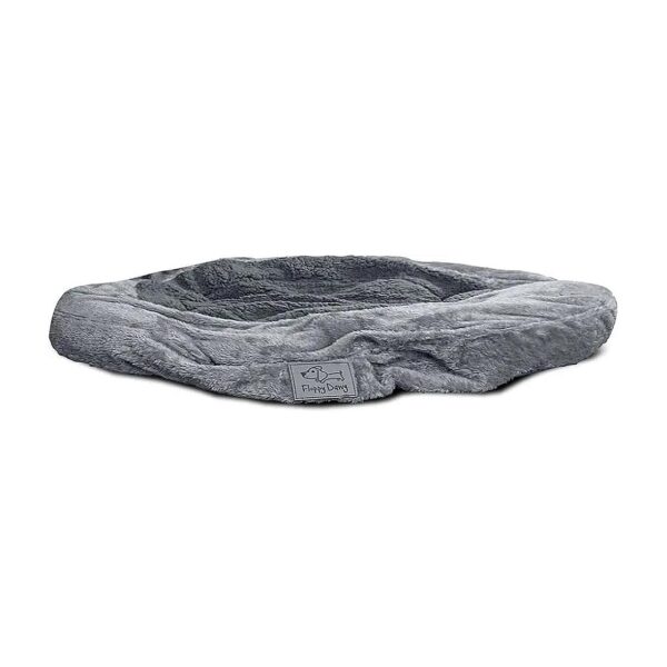 Durable Elastic Bottom Gray Cotton Sherpa Round Dog Bed Cover Replacement Fits Up to 30W