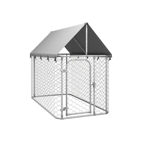 Durable Galvanized Steel Outdoor Dog Kennel with Roof and Lockable Door