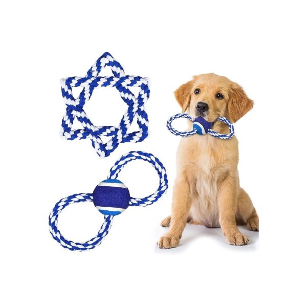 Durable Hanukkah Dog Plush Toys for Small to Medium Size Dogs with Cotton Rope