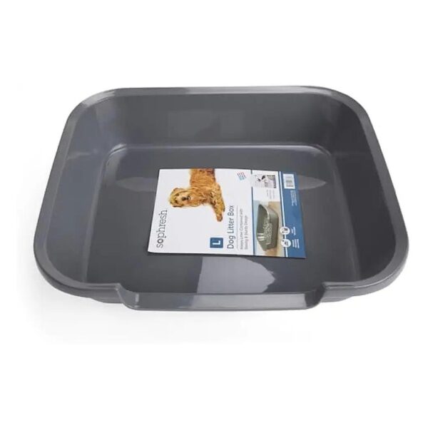 Durable Large Grey Dog Litter Box for Messy Pets