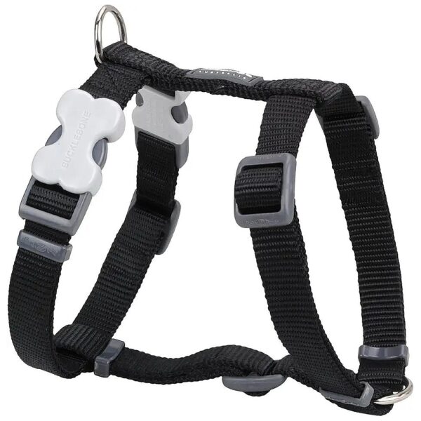 Durable Medium Black Solid Pattern Dog Harness with Sewn Seams for Strength