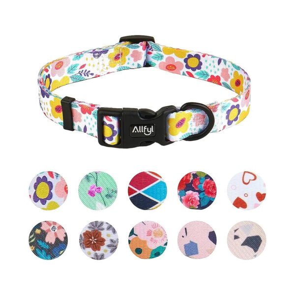 Durable Metal Buckle and Soft Polyester Fabric Dog Collars for Small Medium Large Dogs